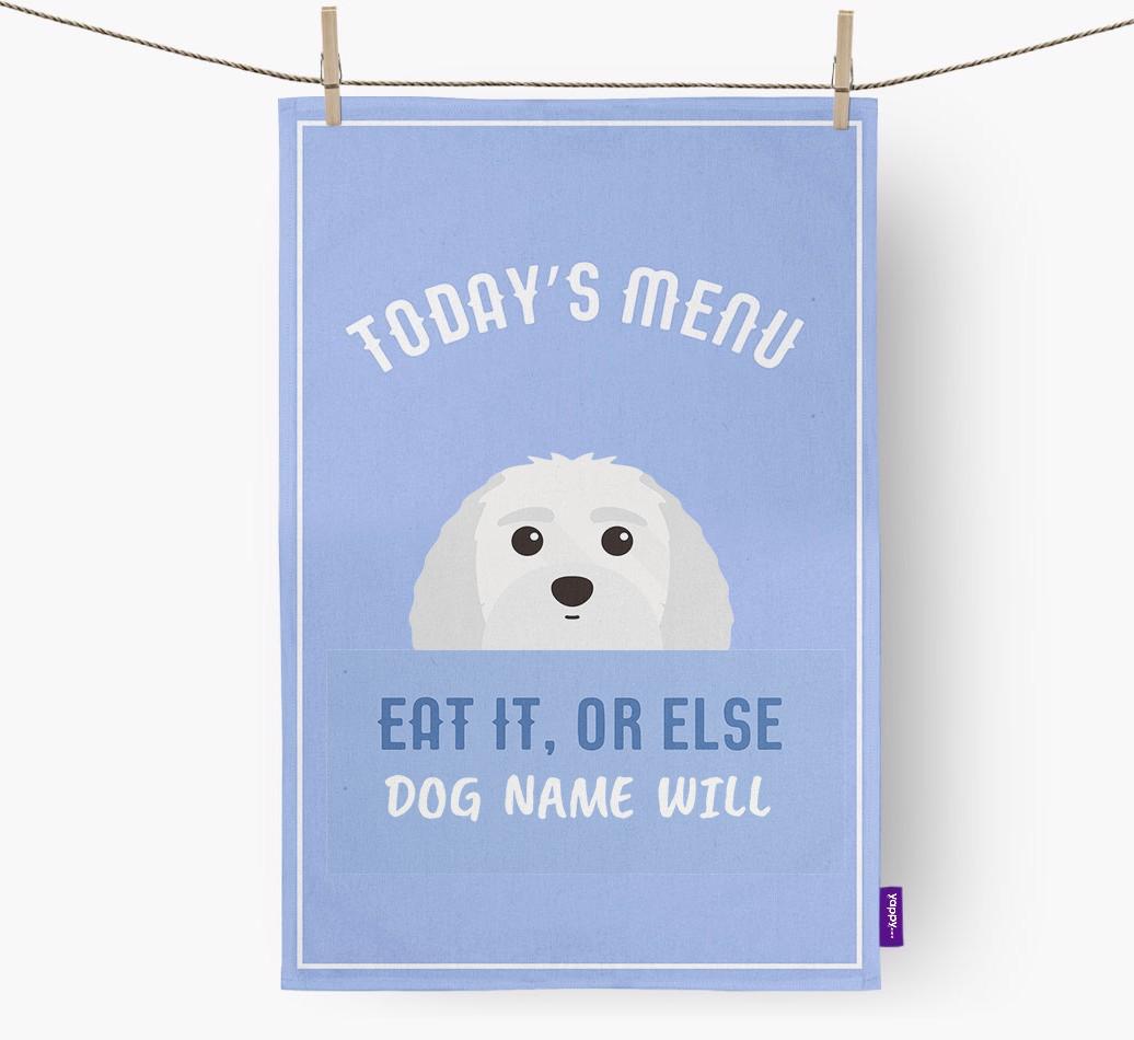 'Eat It, Or Else {dogsName} Will' - Personalized {breedFullName} Dish Towel