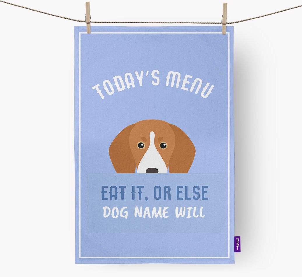 'Eat It, Or Else {dogsName} Will' - Personalized {breedFullName} Dish Towel