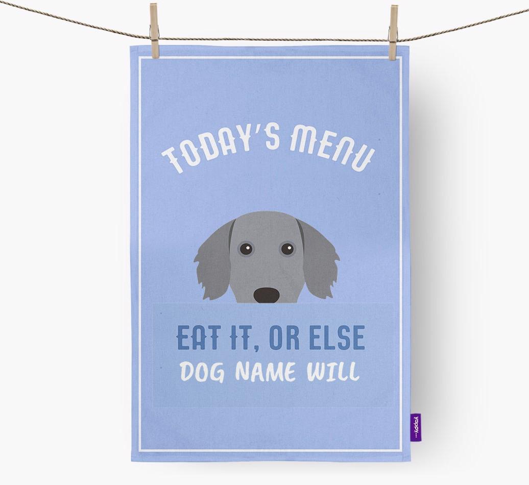 'Eat It, Or Else {dogsName} Will' - Personalized {breedFullName} Dish Towel
