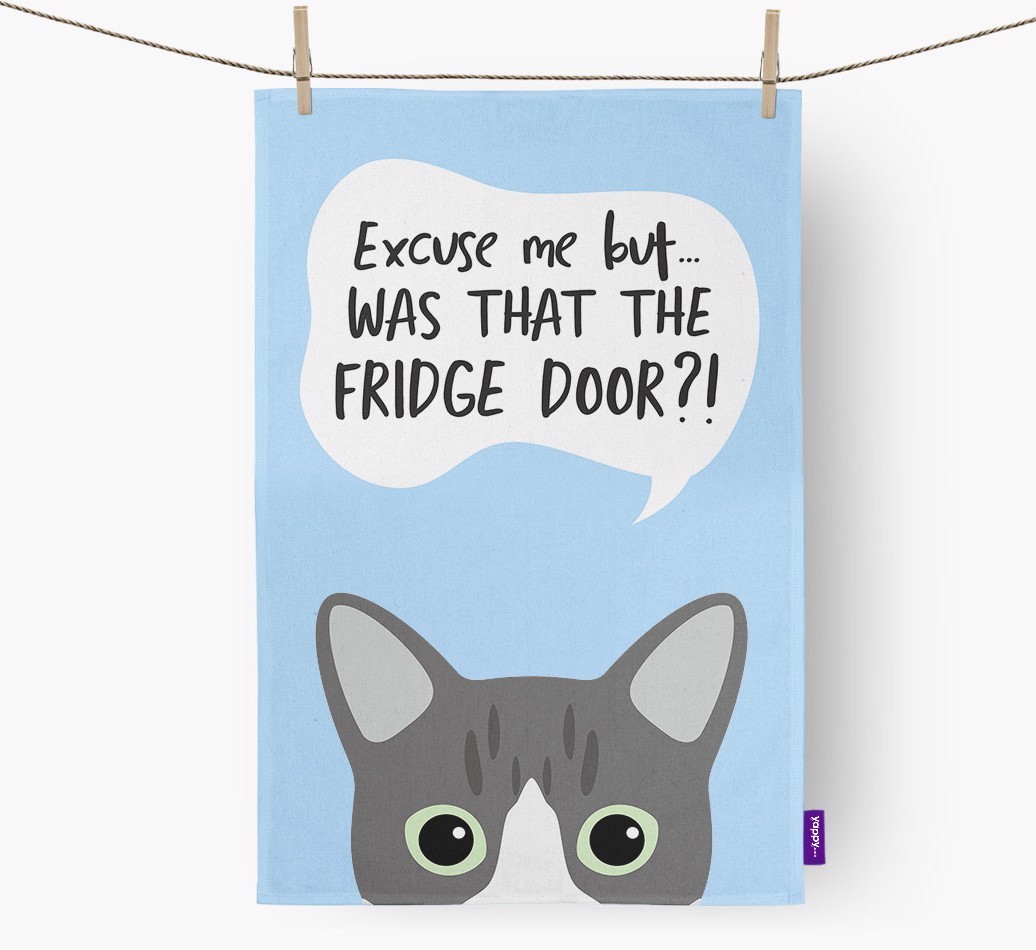 '...Was That The Fridge Door?!' - Personalised {breedFullName} Tea Towel