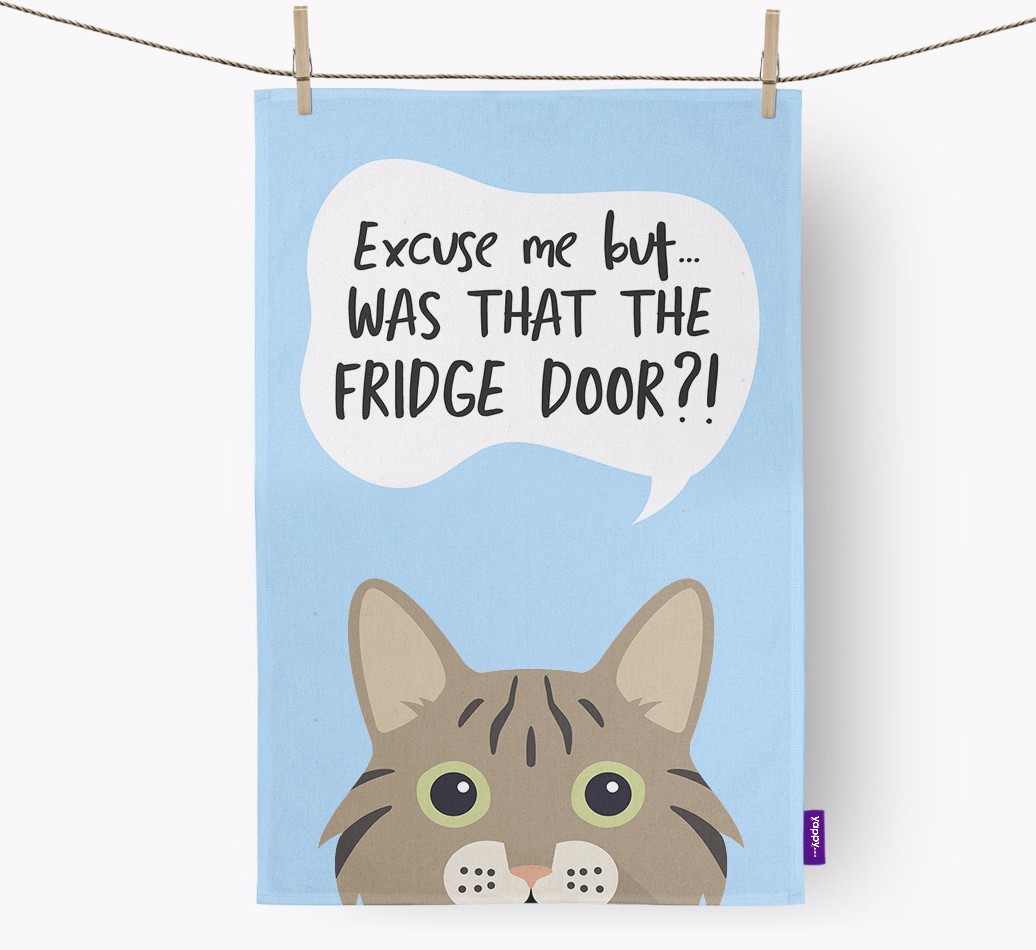'...Was That The Fridge Door?!' - Personalised {breedFullName} Tea Towel
