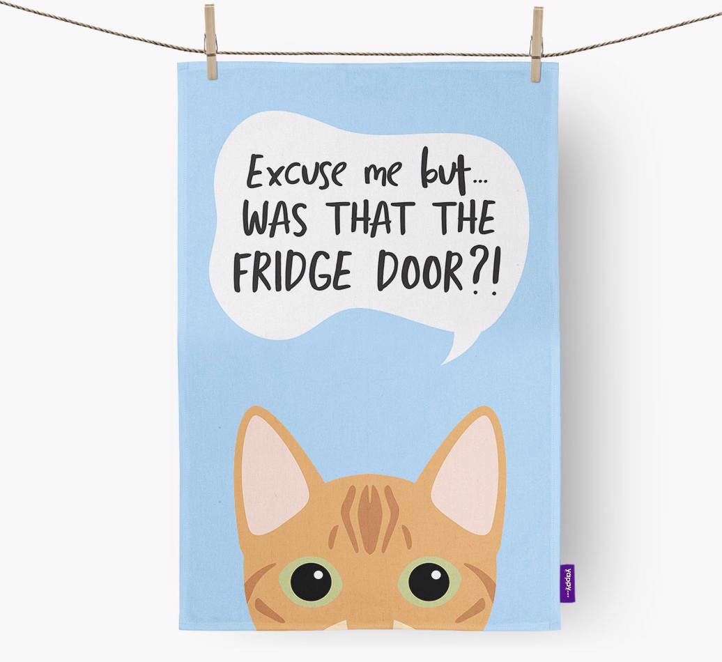 '...Was That The Fridge Door?!' - Personalised {breedFullName} Tea Towel