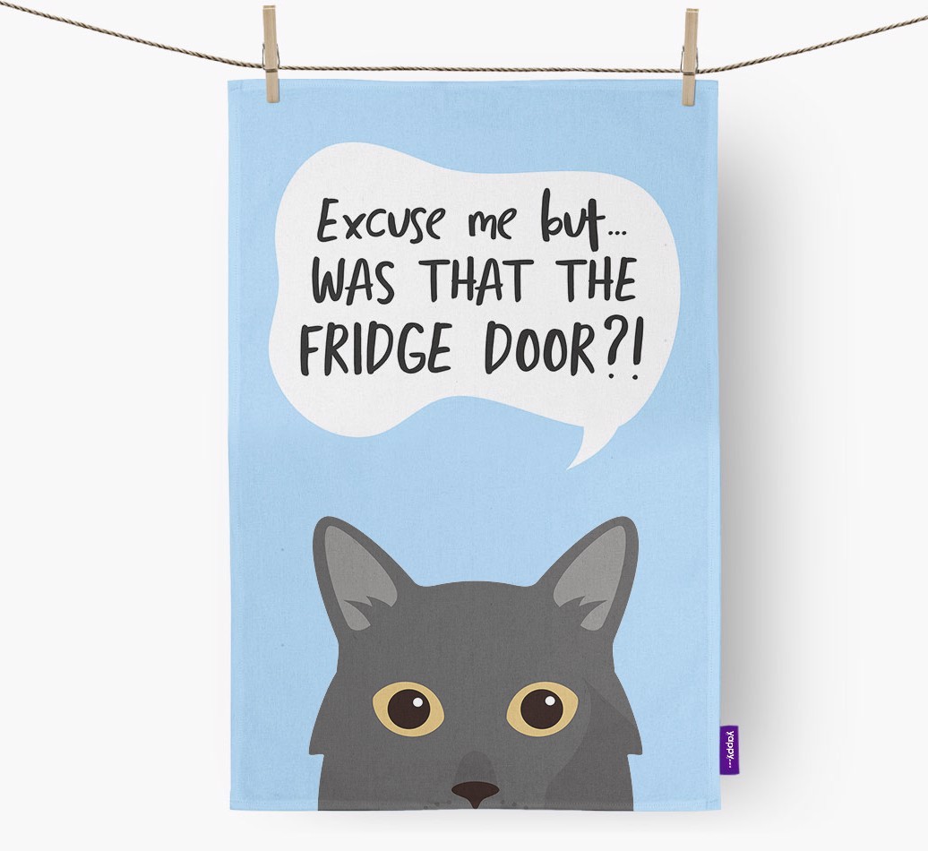 '...Was That The Fridge Door?!' - Personalised {breedFullName} Tea Towel