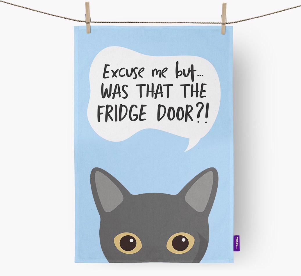 '...Was That The Fridge Door?!' - Personalised {breedFullName} Tea Towel