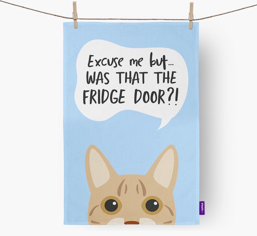 '...Was That The Fridge Door?!' - Personalised {breedFullName} Tea Towel