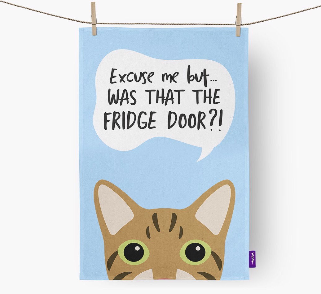 '...Was That The Fridge Door?!' - Personalised {breedFullName} Tea Towel