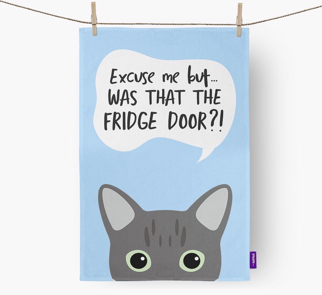 '...Was That The Fridge Door?!' - Personalised {breedFullName} Tea Towel