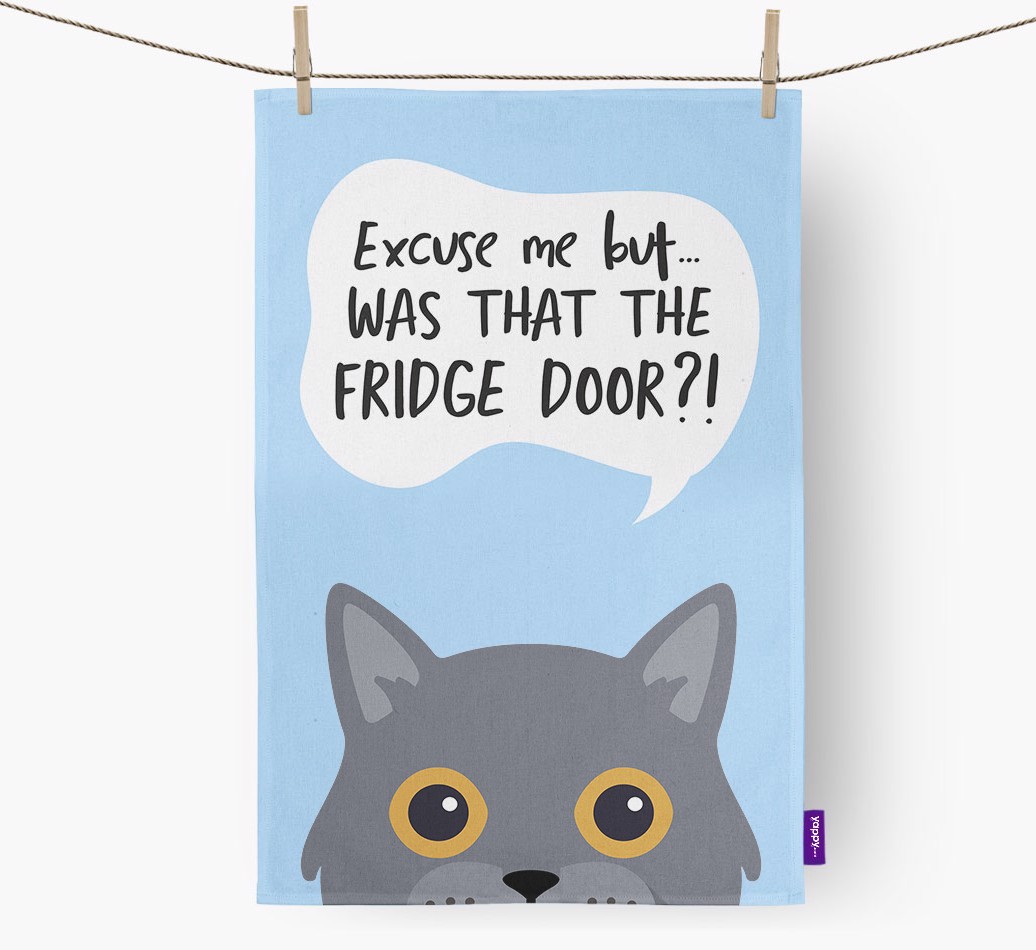 '...Was That The Fridge Door?!' - Personalised {breedFullName} Tea Towel