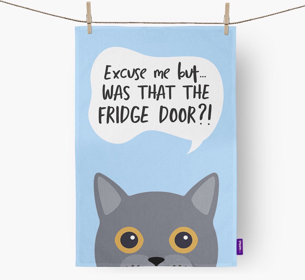 '...Was That The Fridge Door?!' - Personalised {breedFullName} Tea Towel