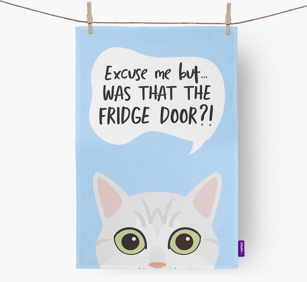 '...Was That The Fridge Door?!' - Personalised {breedFullName} Tea Towel