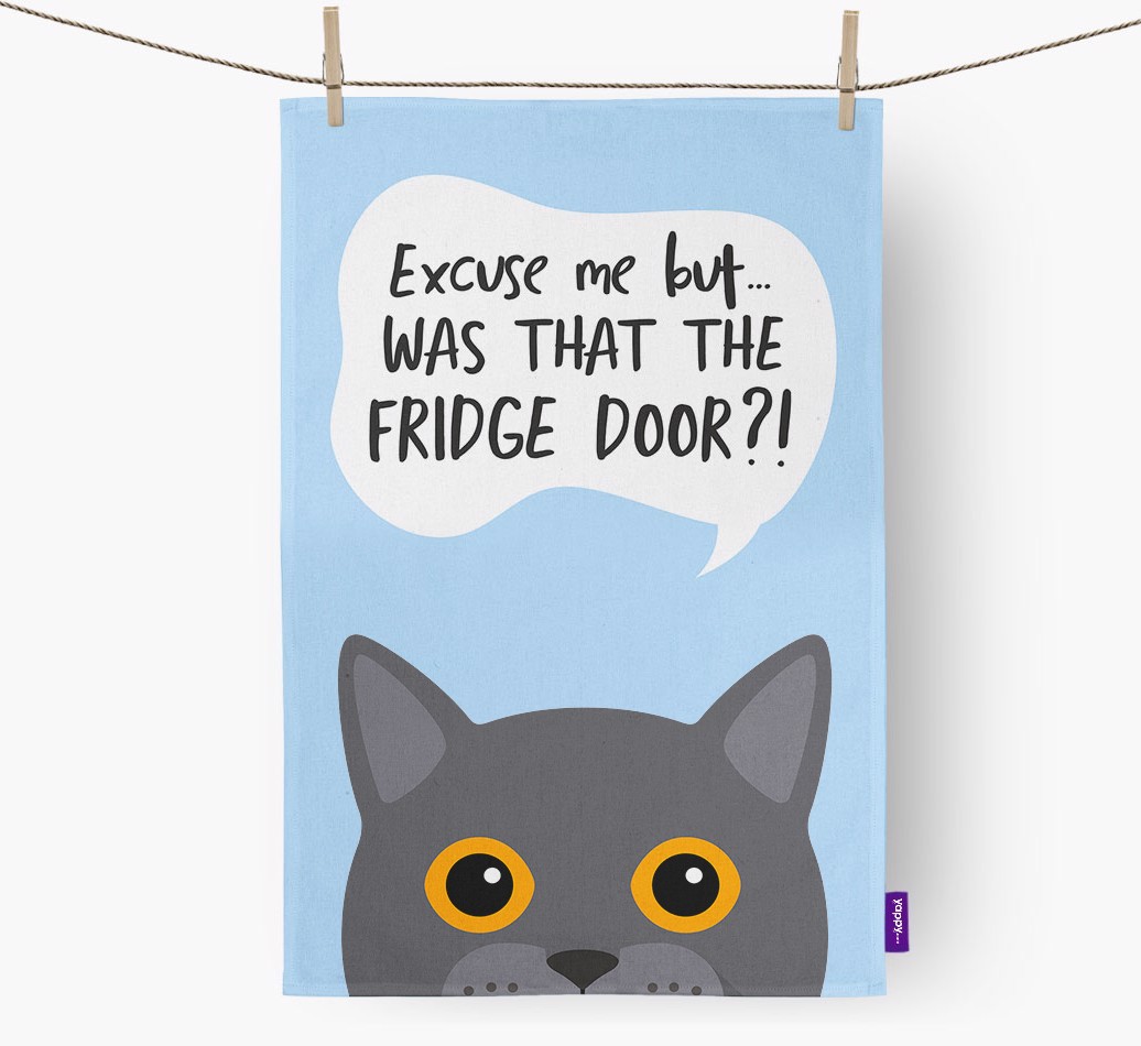 '...Was That The Fridge Door?!' - Personalised {breedFullName} Tea Towel