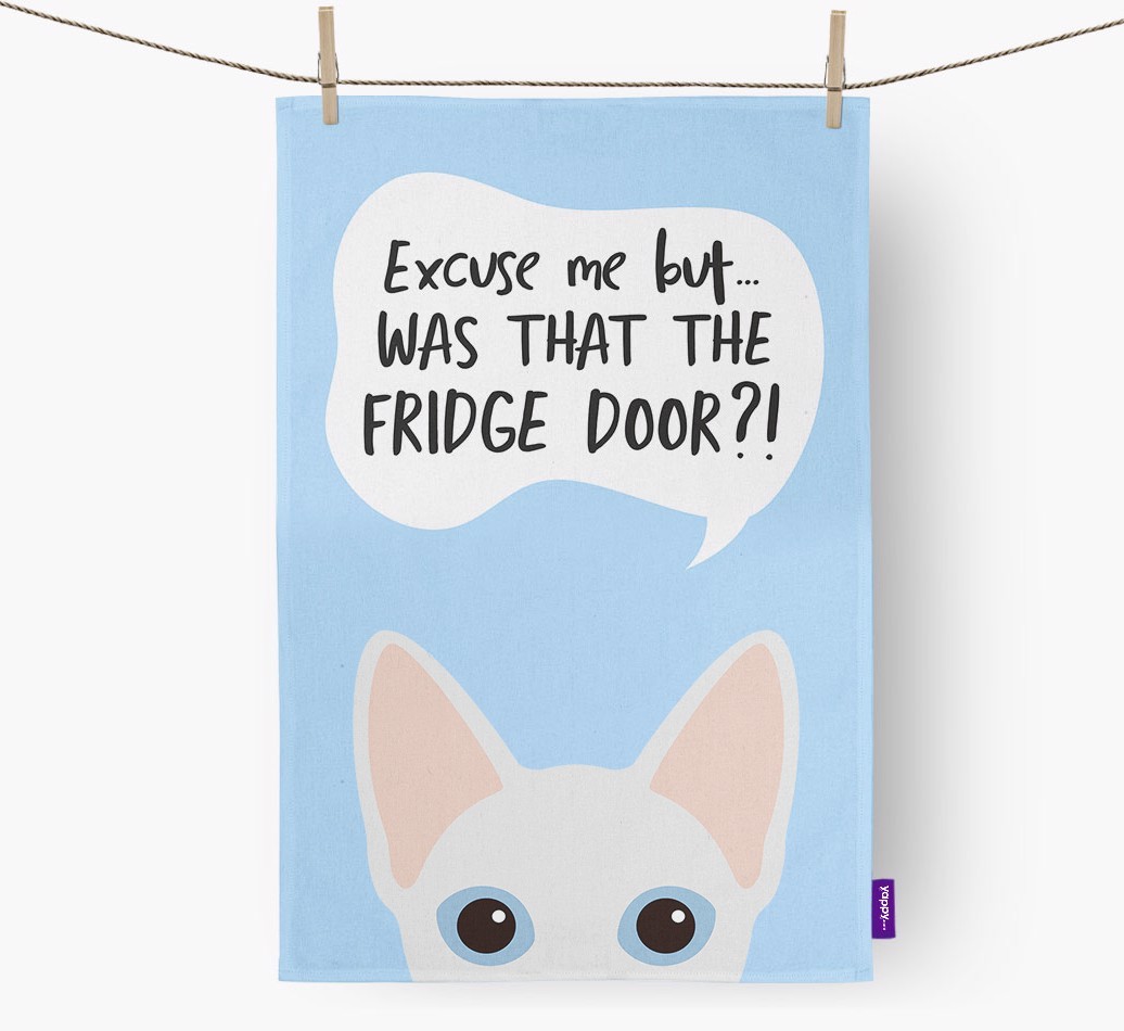 '...Was That The Fridge Door?!' - Personalised {breedFullName} Tea Towel