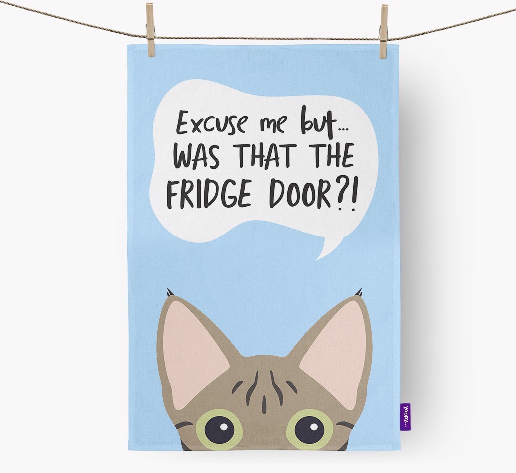 '...Was That The Fridge Door?!' - Personalised {breedFullName} Tea Towel