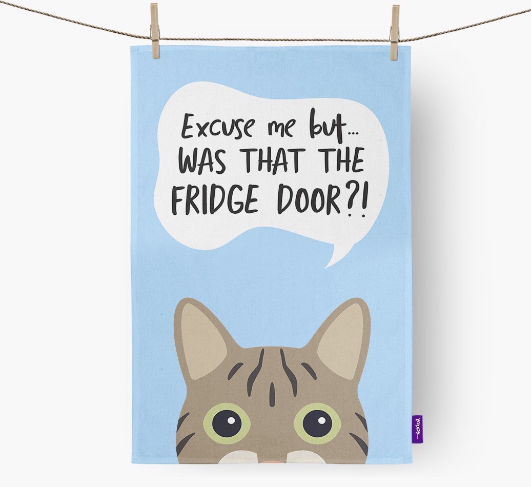 '...Was That The Fridge Door?!' - Personalised {breedFullName} Tea Towel