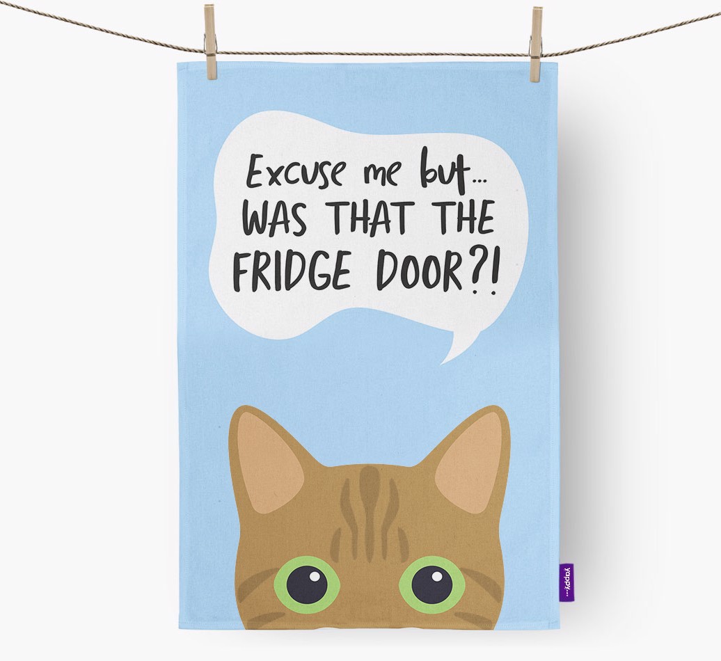 '...Was That The Fridge Door?!' - Personalised {breedFullName} Tea Towel