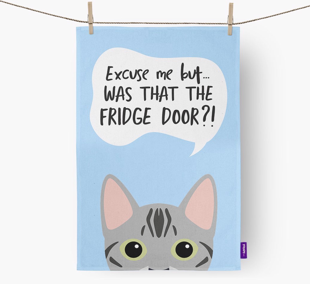 '...Was That The Fridge Door?!' - Personalised {breedFullName} Tea Towel
