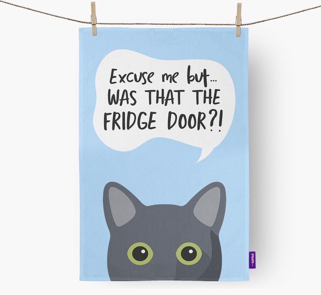 '...Was That The Fridge Door?!' - Personalised {breedFullName} Tea Towel