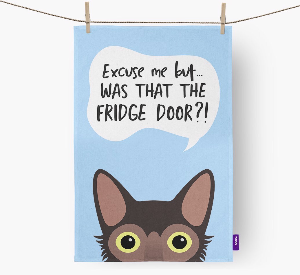 '...Was That The Fridge Door?!' - Personalised {breedFullName} Tea Towel