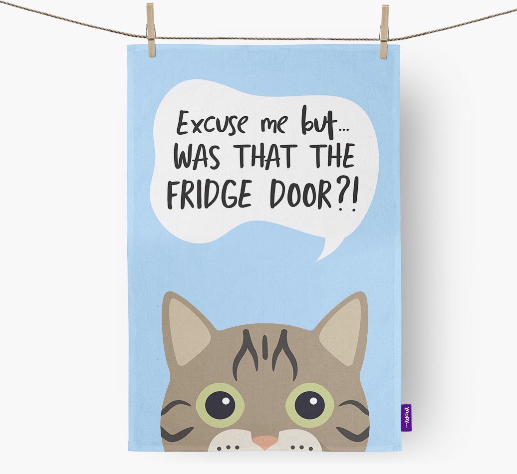 '...Was That The Fridge Door?!' - Personalised {breedFullName} Tea Towel