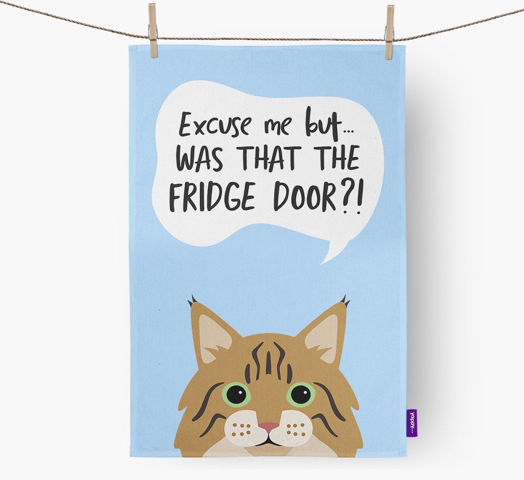 '...Was That The Fridge Door?!' - Personalised {breedFullName} Tea Towel