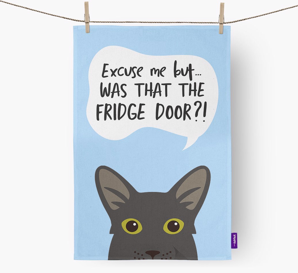 '...Was That The Fridge Door?!' - Personalised {breedFullName} Tea Towel