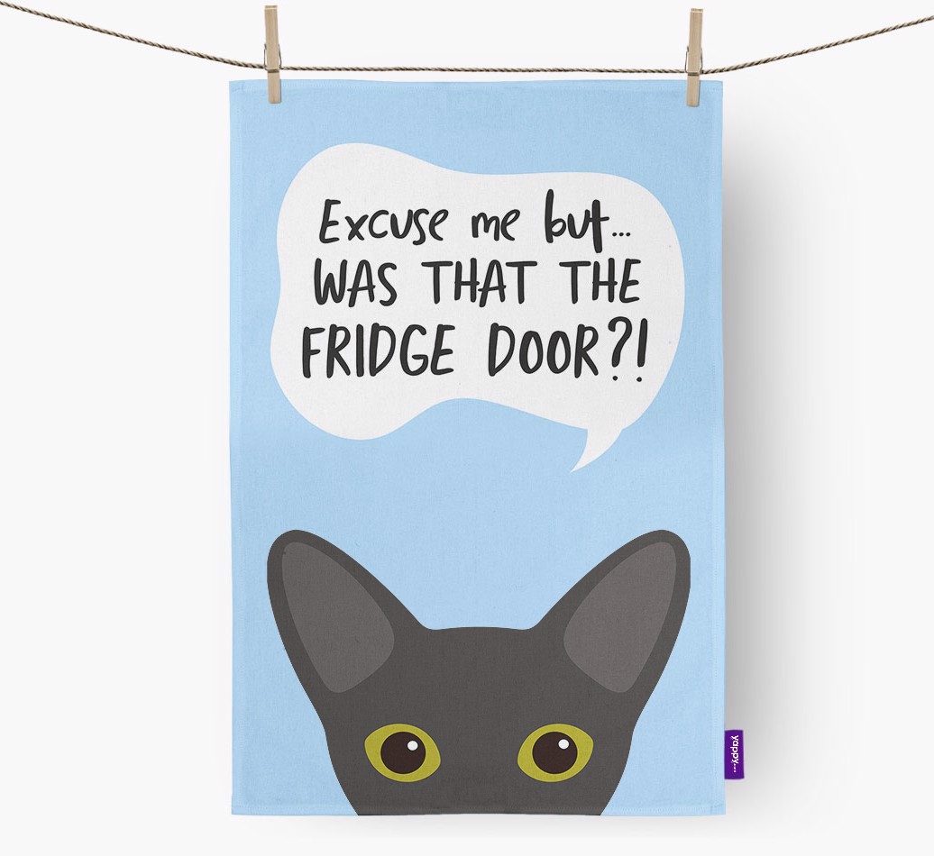 '...Was That The Fridge Door?!' - Personalised {breedFullName} Tea Towel