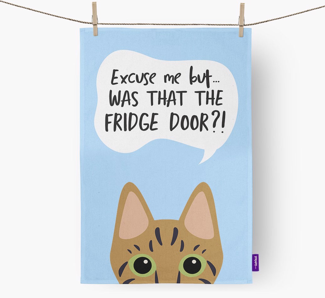 '...Was That The Fridge Door?!' - Personalised {breedFullName} Tea Towel