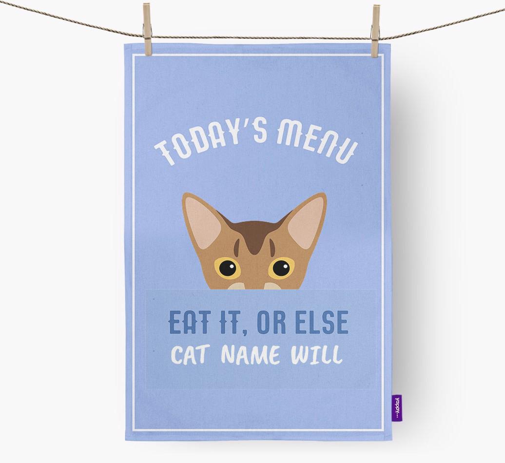 'Eat It, Or Else {dogsName} Will' - Personalized {breedFullName} Dish Towel