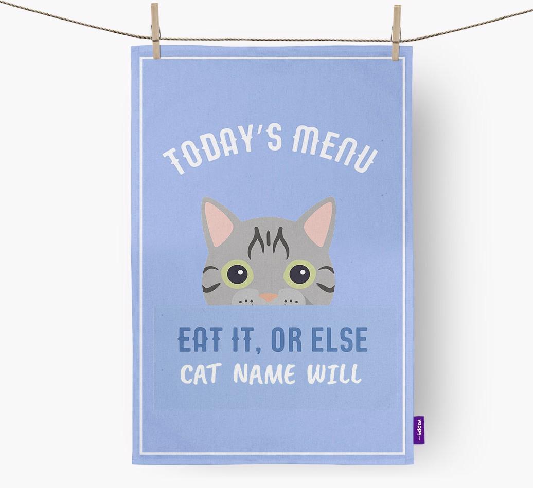 'Eat It, Or Else {dogsName} Will' - Personalized {breedFullName} Dish Towel