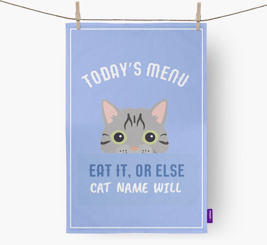 'Eat It, Or Else {dogsName} Will' - Personalized {breedFullName} Dish Towel