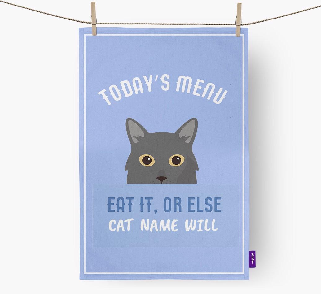 'Eat It, Or Else {dogsName} Will' - Personalized {breedFullName} Dish Towel