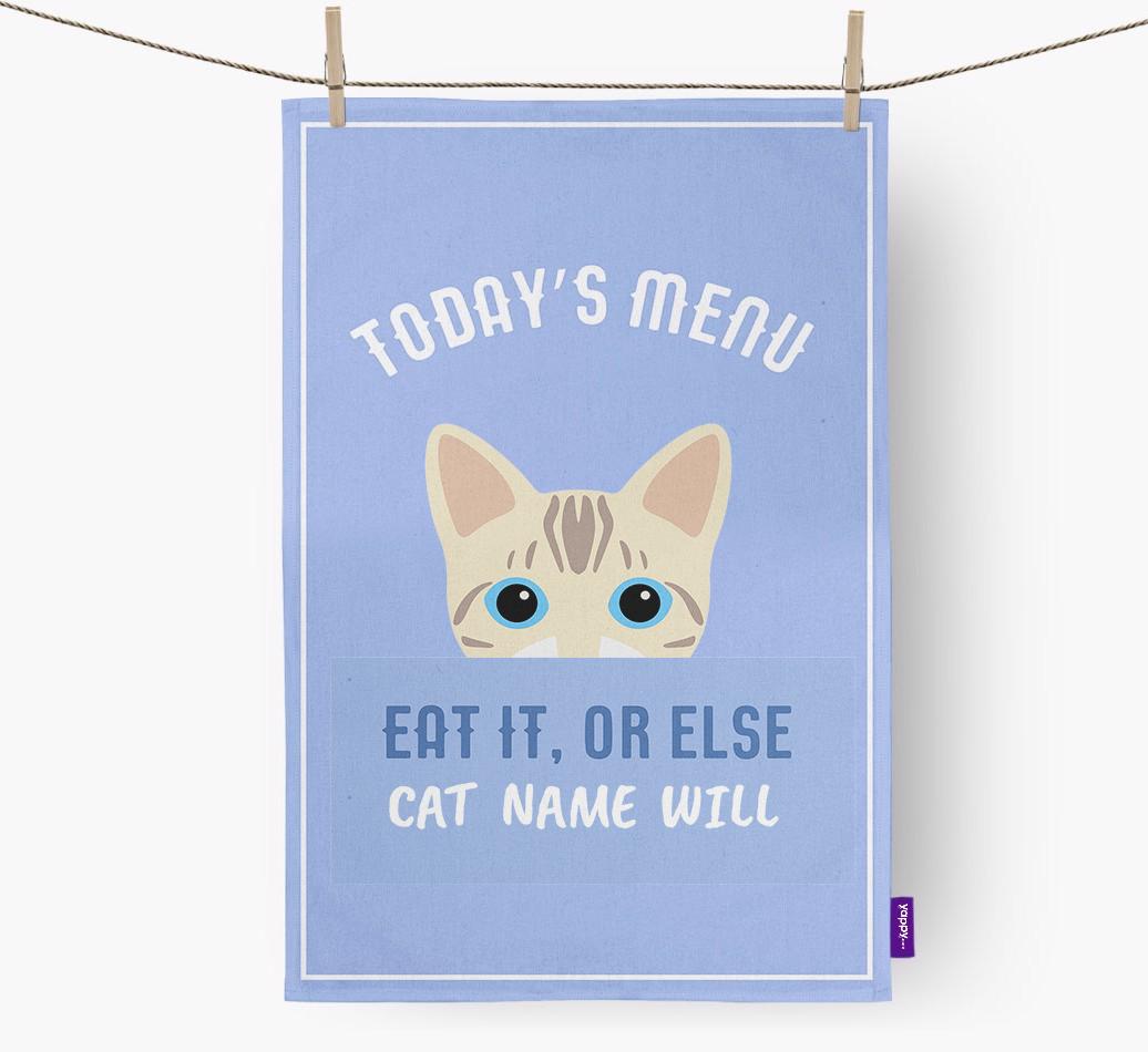 'Eat It, Or Else {dogsName} Will' - Personalized {breedFullName} Dish Towel