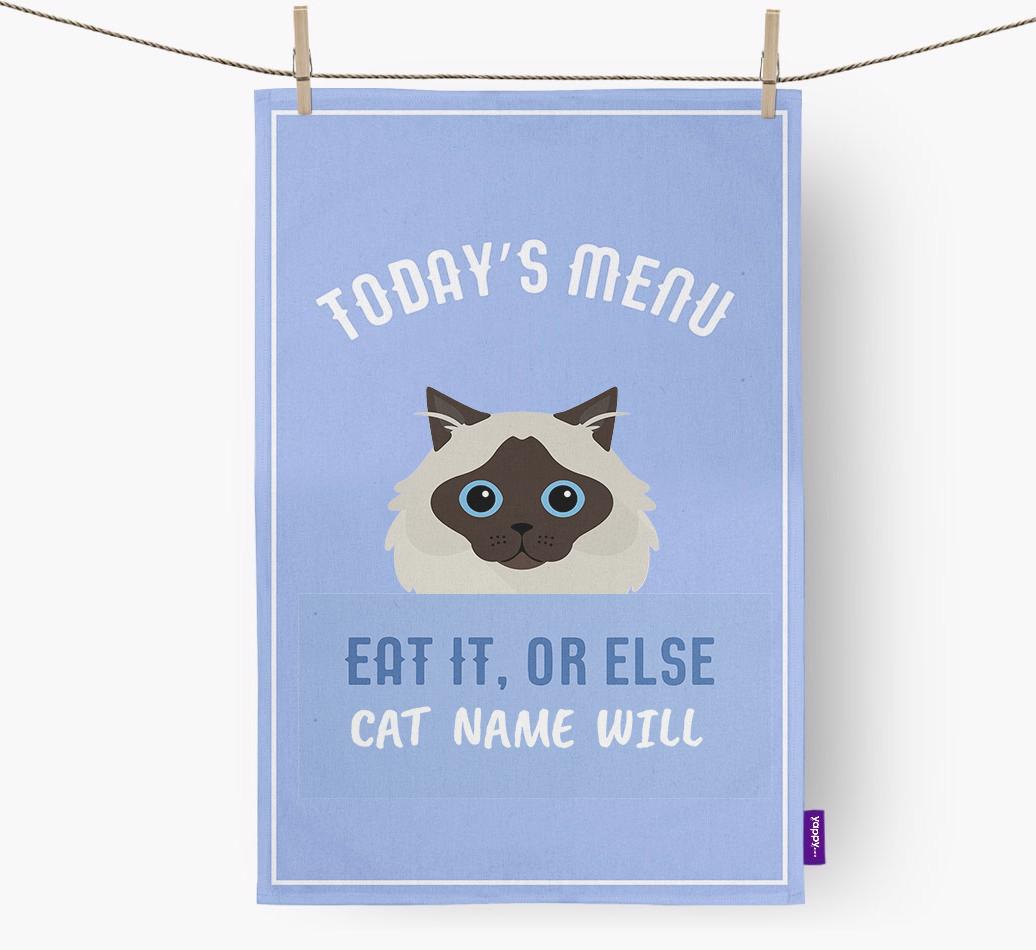 'Eat It, Or Else {dogsName} Will' - Personalized {breedFullName} Dish Towel