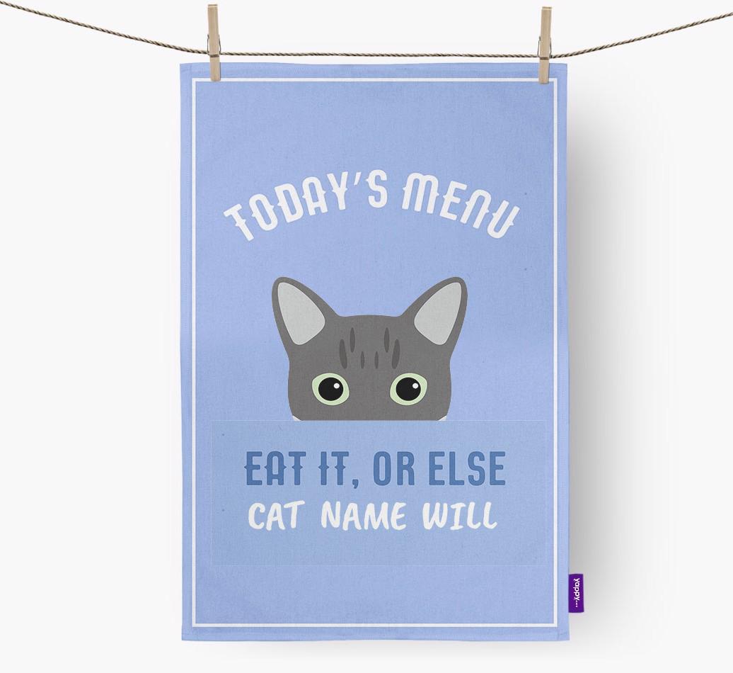 'Eat It, Or Else {dogsName} Will' - Personalized {breedFullName} Dish Towel