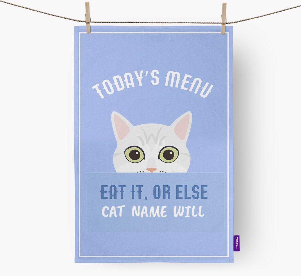 'Eat It, Or Else {dogsName} Will' - Personalized {breedFullName} Dish Towel