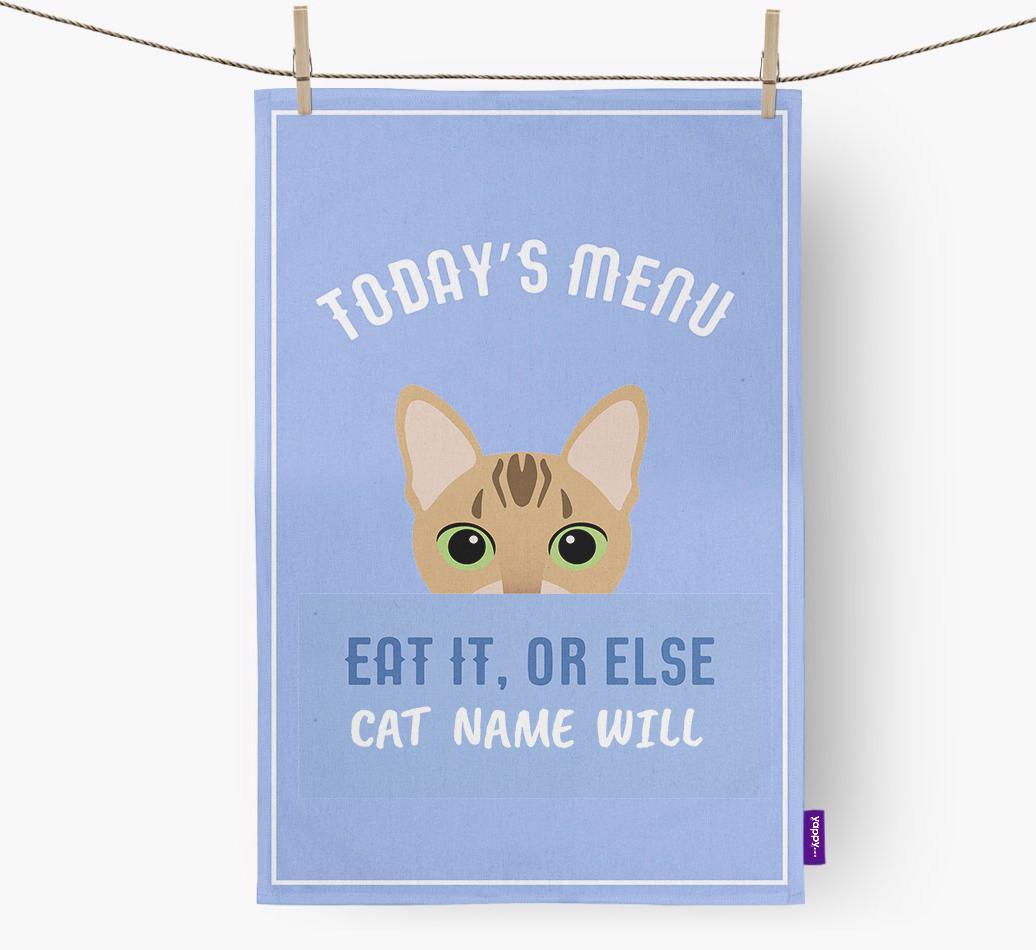 'Eat It, Or Else {dogsName} Will' - Personalized {breedFullName} Dish Towel