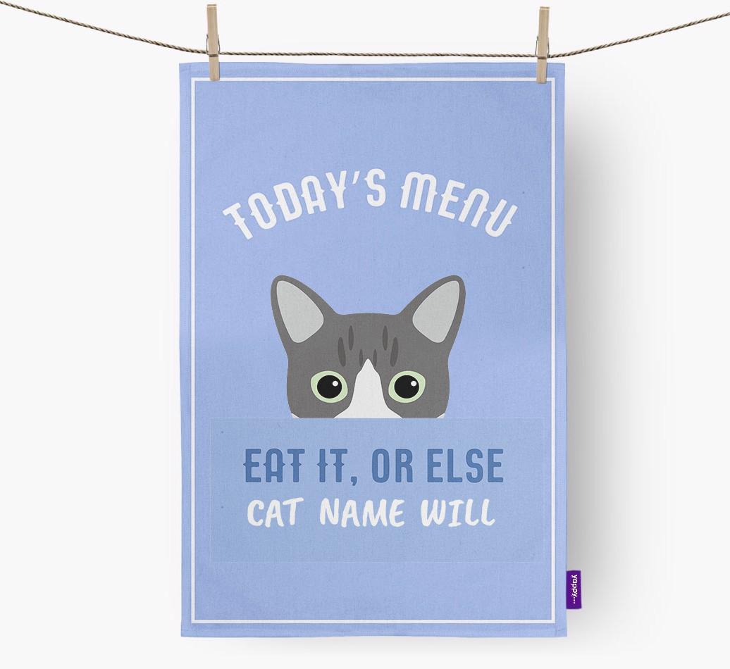 'Eat It, Or Else {dogsName} Will' - Personalized {breedFullName} Dish Towel