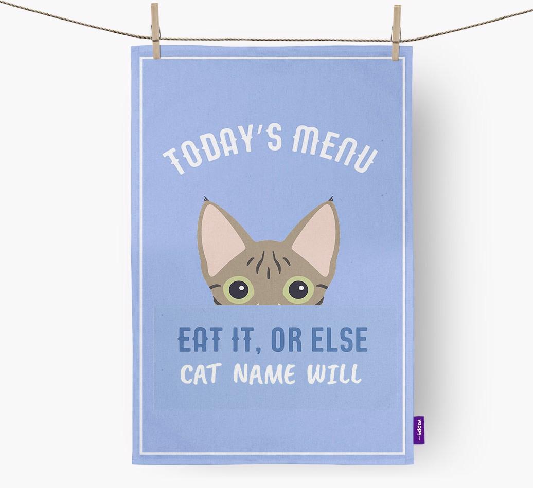 'Eat It, Or Else {dogsName} Will' - Personalized {breedFullName} Dish Towel