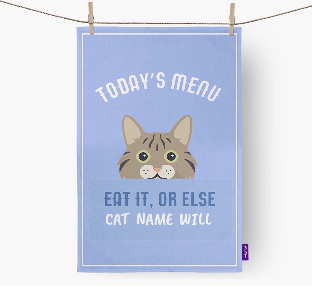 'Eat It, Or Else {dogsName} Will' - Personalized {breedFullName} Dish Towel