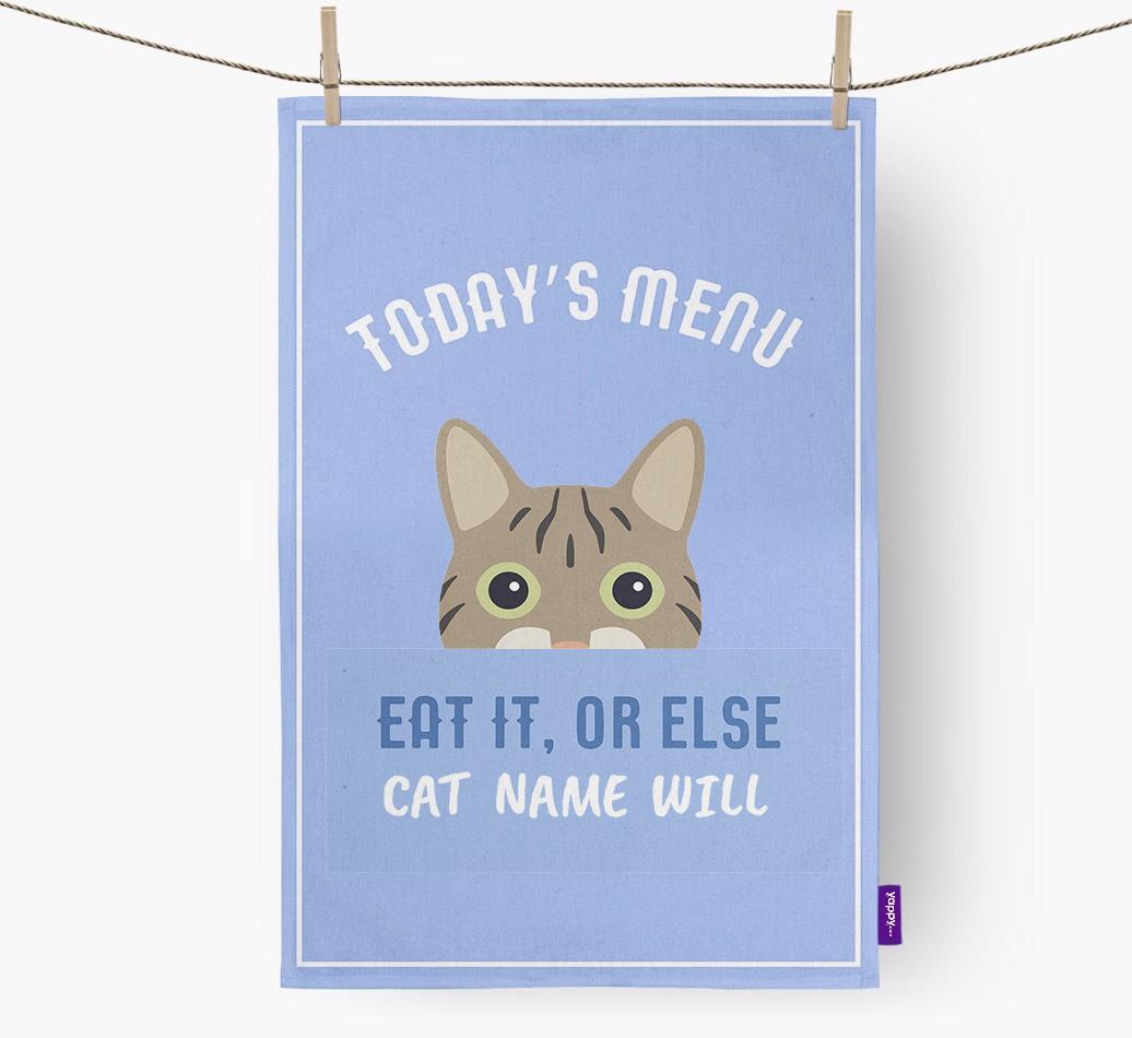 'Eat It, Or Else {dogsName} Will' - Personalized {breedFullName} Dish Towel