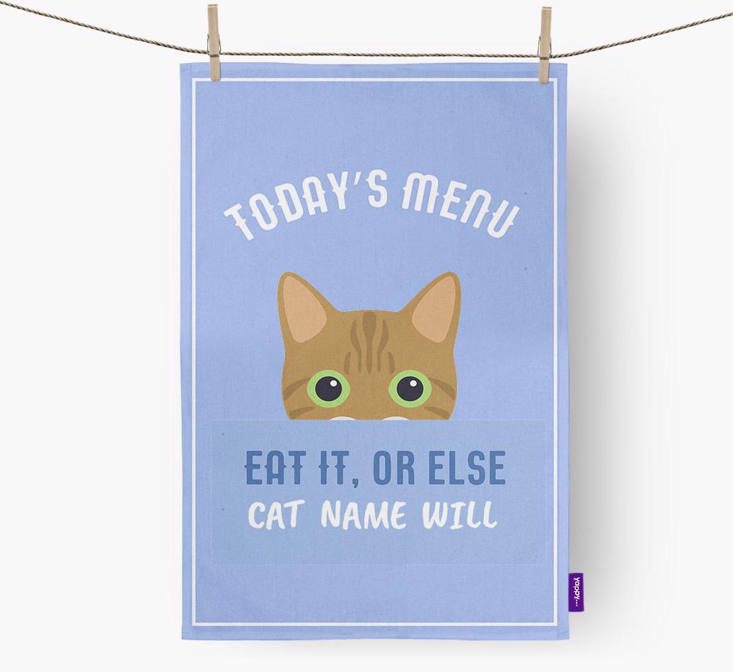 'Eat It, Or Else {dogsName} Will' - Personalized {breedFullName} Dish Towel