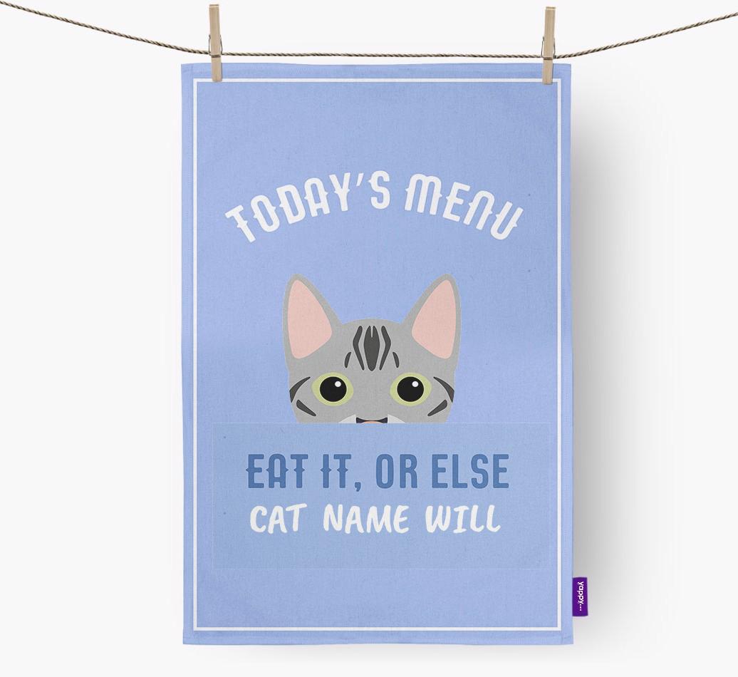 'Eat It, Or Else {dogsName} Will' - Personalized {breedFullName} Dish Towel