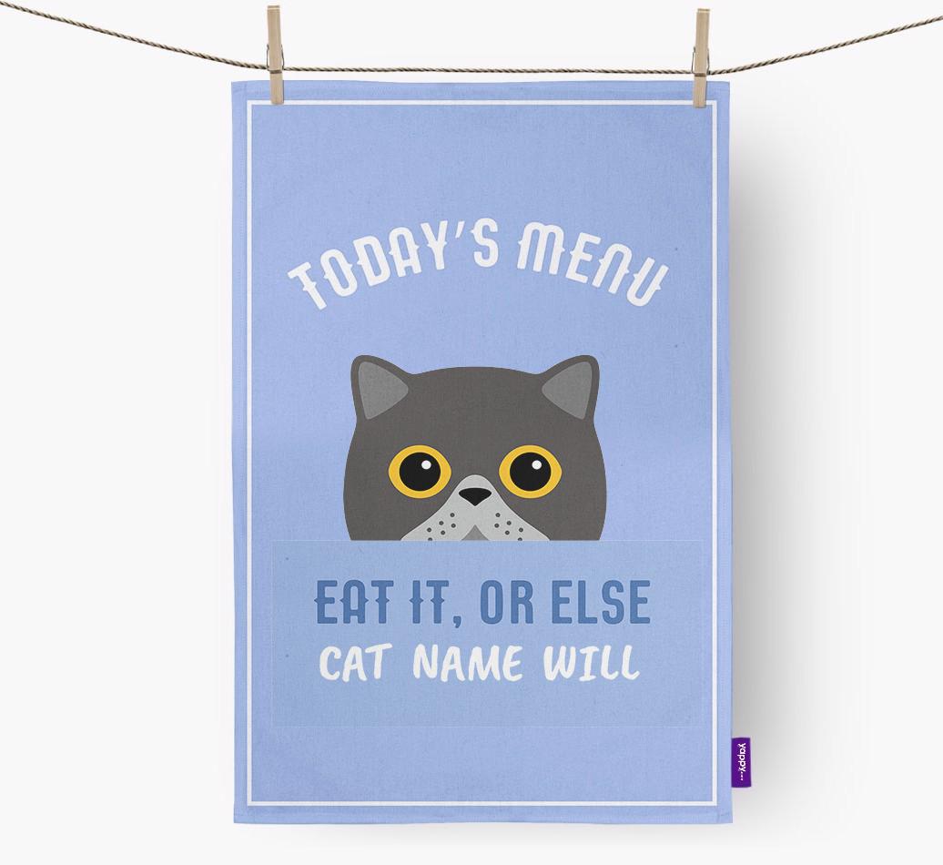 'Eat It, Or Else {dogsName} Will' - Personalized {breedFullName} Dish Towel