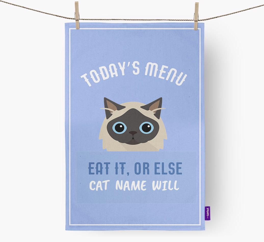 'Eat It, Or Else {dogsName} Will' - Personalized {breedFullName} Dish Towel
