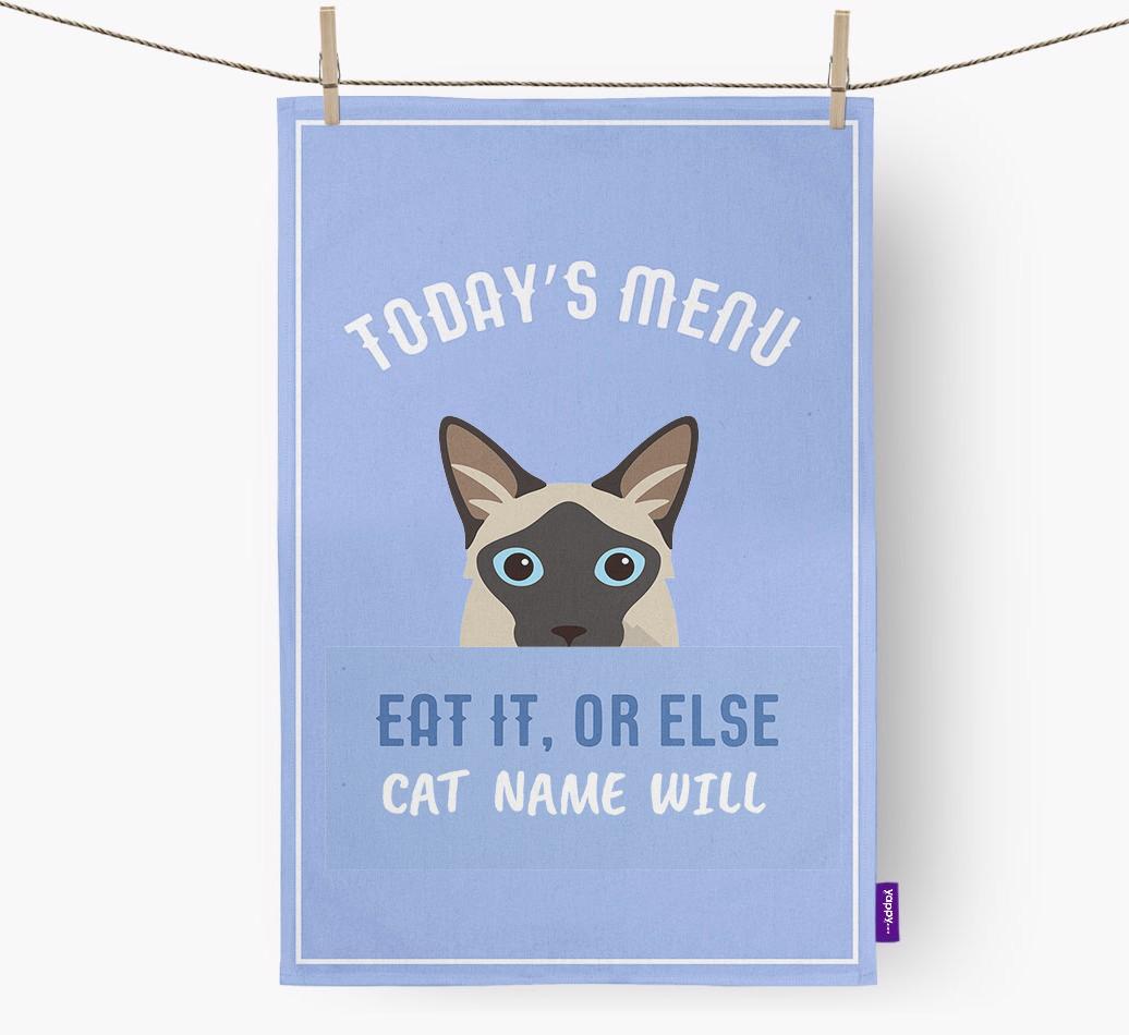'Eat It, Or Else {dogsName} Will' - Personalized {breedFullName} Dish Towel