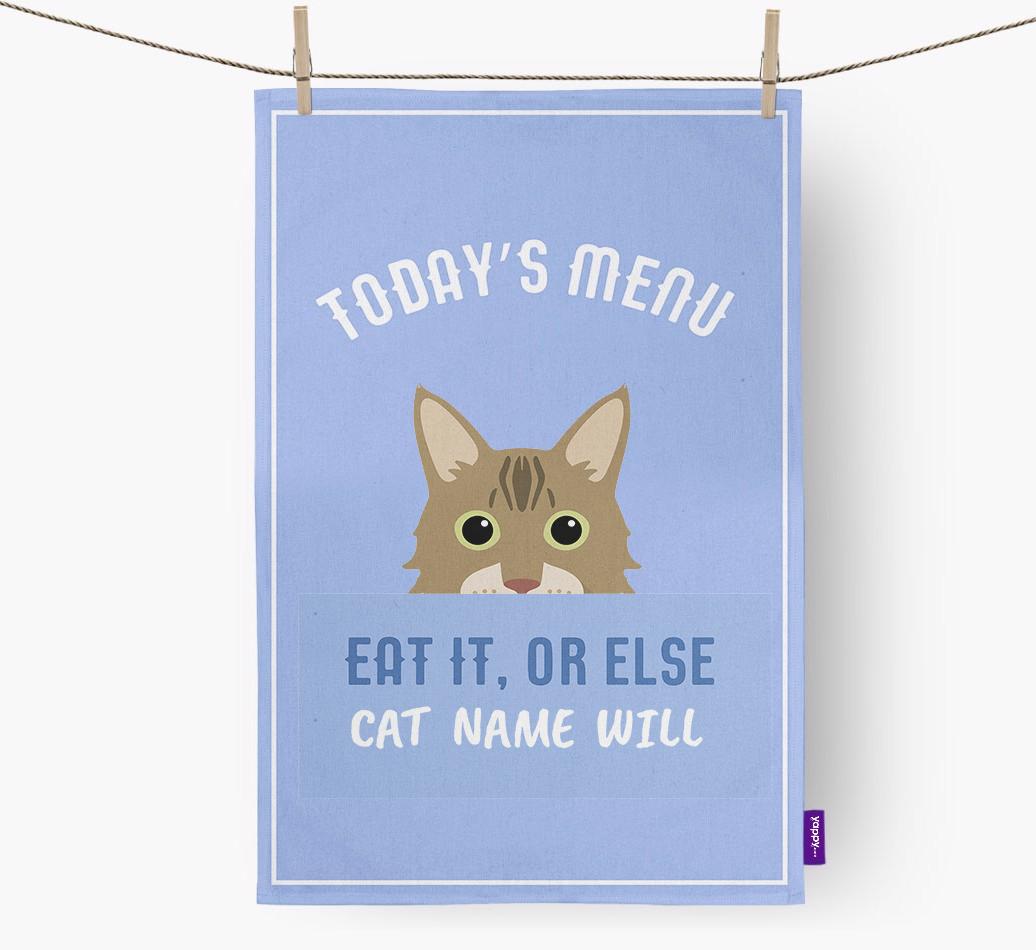 'Eat It, Or Else {dogsName} Will' - Personalized {breedFullName} Dish Towel