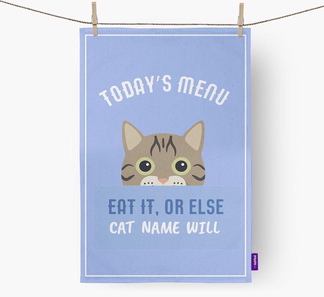 'Eat It, Or Else {dogsName} Will' - Personalized {breedFullName} Dish Towel