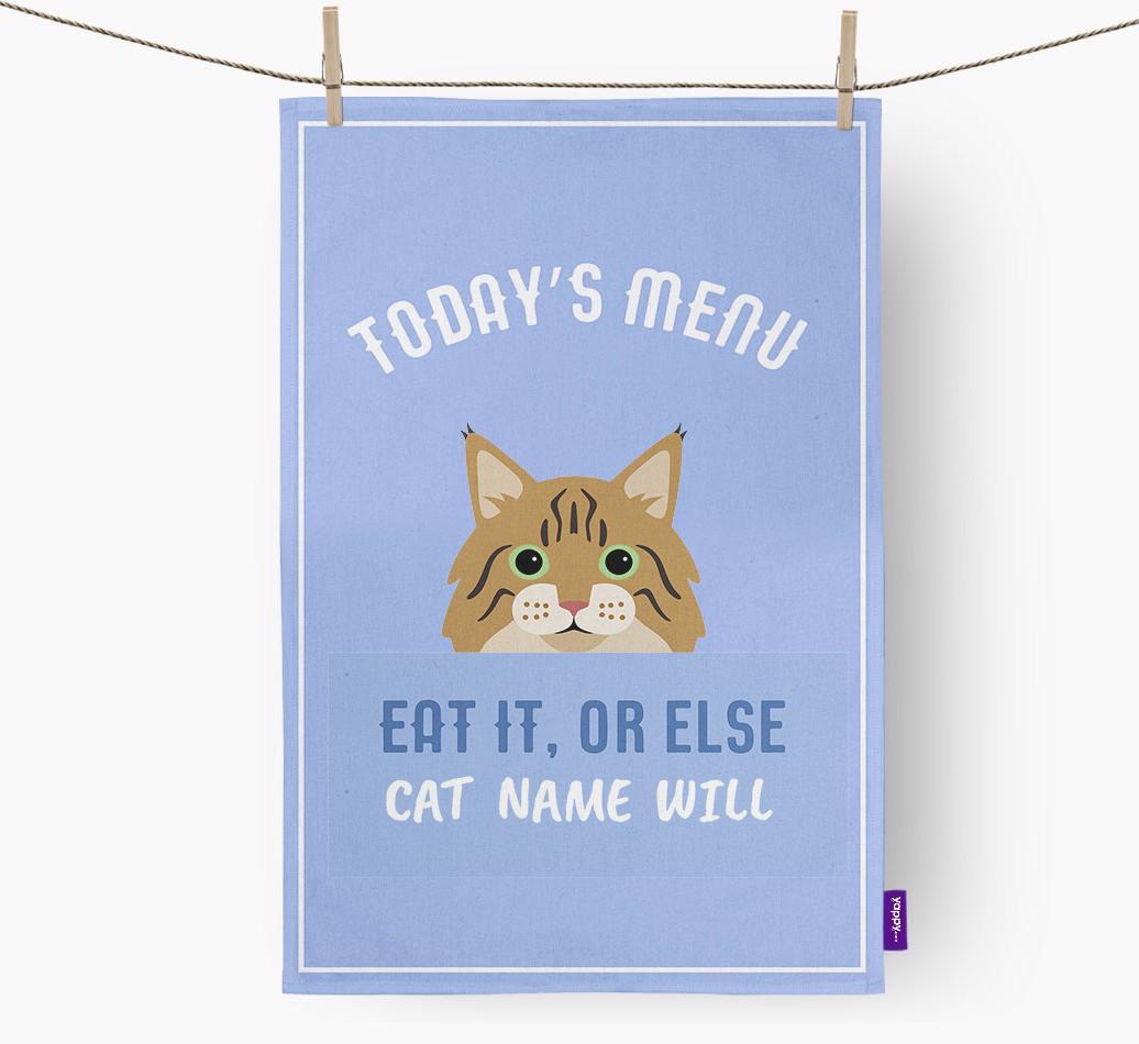 'Eat It, Or Else {dogsName} Will' - Personalized {breedFullName} Dish Towel