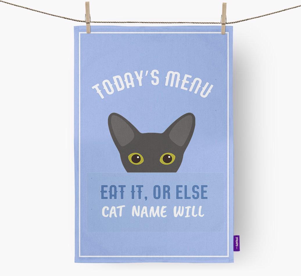 'Eat It, Or Else {dogsName} Will' - Personalized {breedFullName} Dish Towel