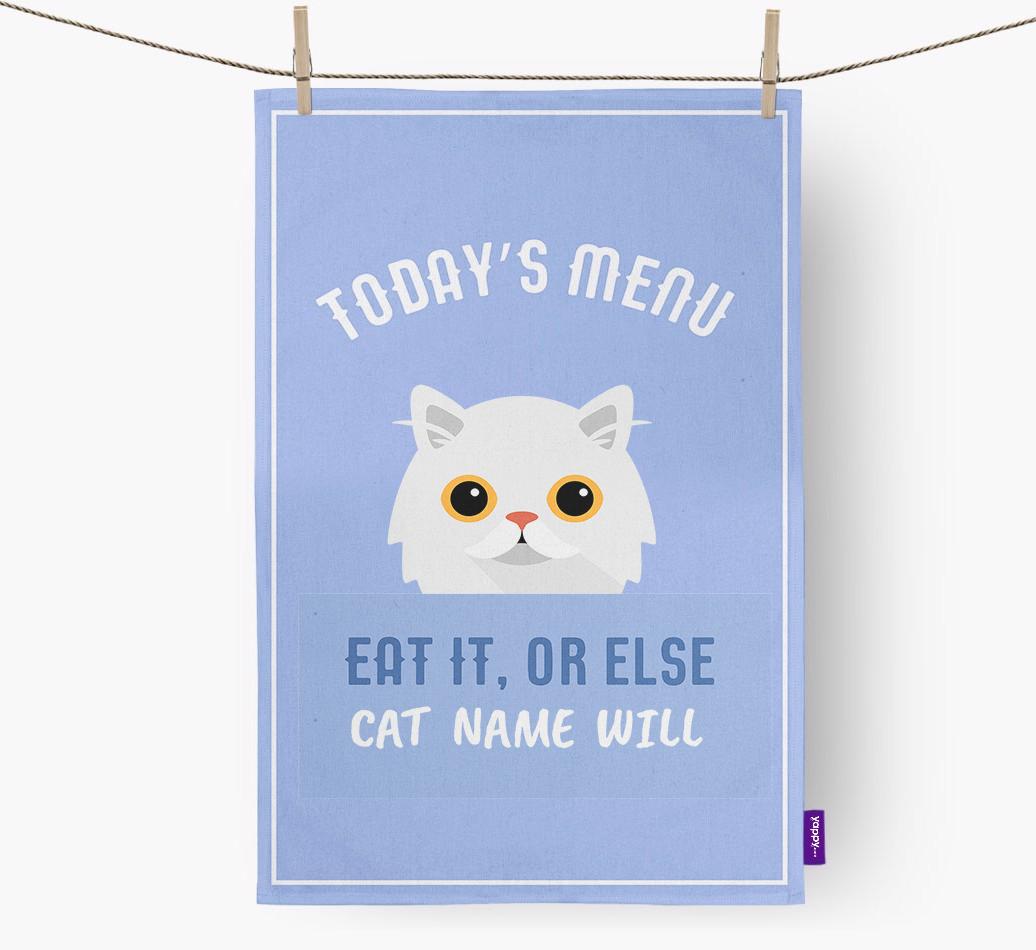 'Eat It, Or Else {dogsName} Will' - Personalized {breedFullName} Dish Towel